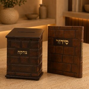 מארז קופת צדקה וסידור תואם דגם "כותל"