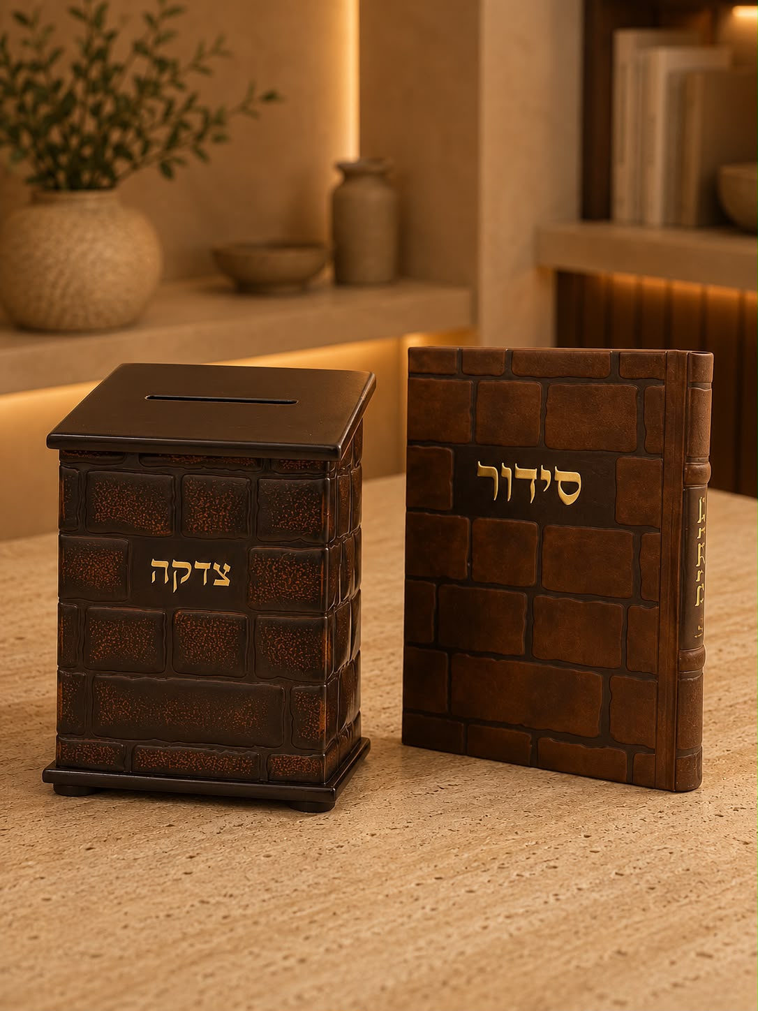 מארז קופת צדקה וסידור תואם דגם "כותל"